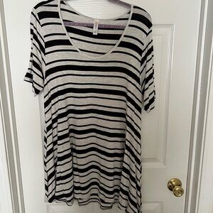 LuLaRoe Perfect T Black & Gray Striped Short Sleeve Top